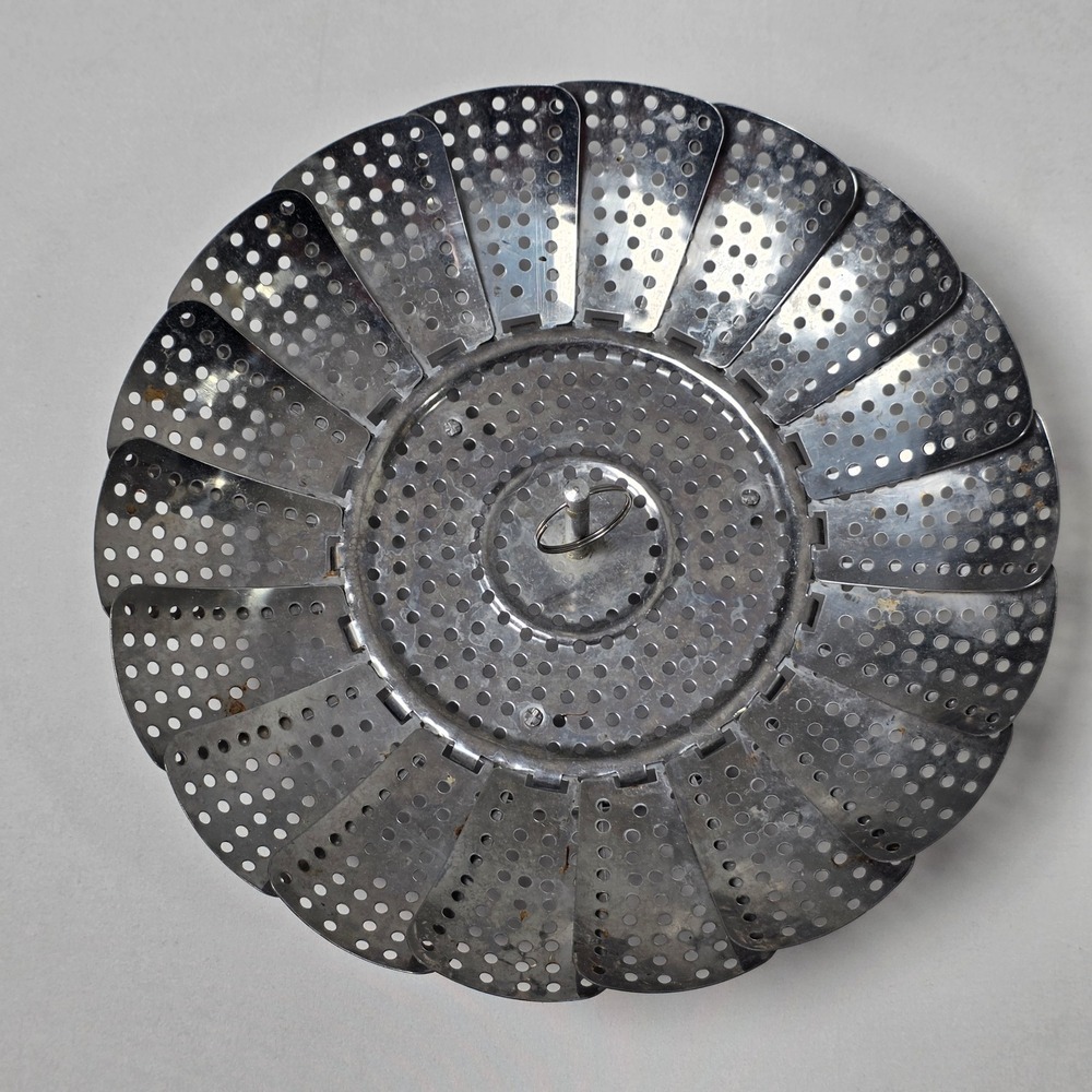 EKCO‎ Steamer Basket 9in Silver Stainless Steel Folding Collapsible Vintage